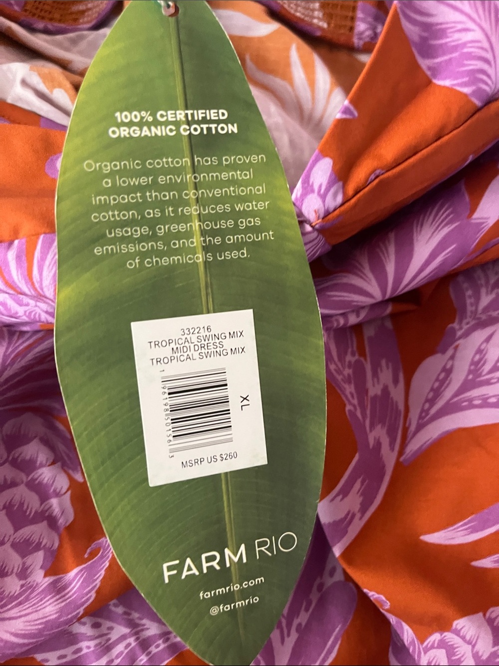 Farm Rio Tiered Tropical Swing midi Dress size XL NEW - Picture 10 of 10